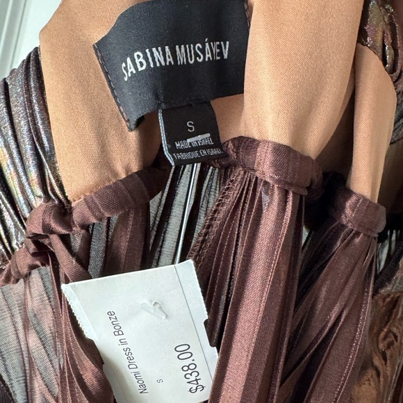 Sabina Musayev Bronze Pleated Dress - Picture 3 of 5